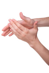 Hands applauding, isolated on a white background