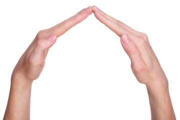 House made of hands, isolated on white background