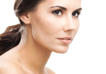 Fototapeta premium Portrait of beautiful woman, on white