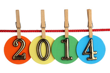 Number 2014 on a red rope