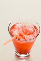 Strawberry cocktail on a light gray background