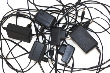 Battery charger and wires tech mess