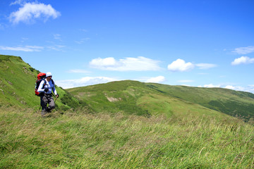 Summer hiking in the mountains.