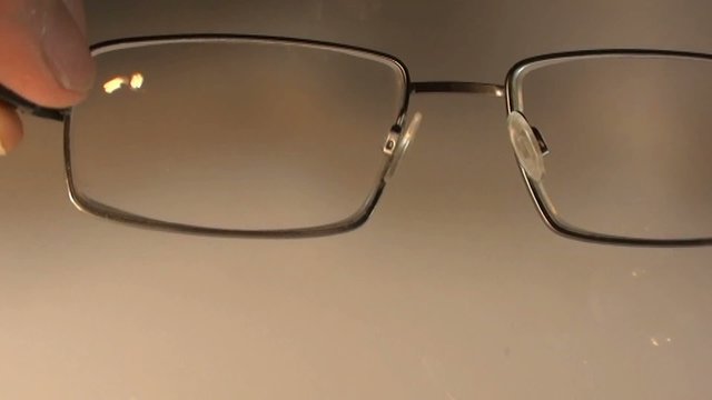 test of eyeglasses in a optical shop