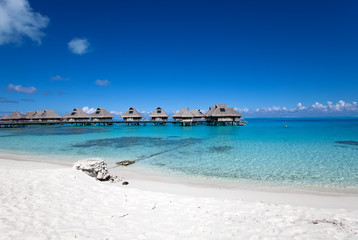 Typical Polynesian landscape -small houses on water