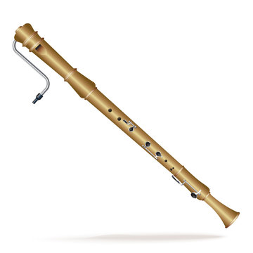 Classical bass flute. Isolated on white background