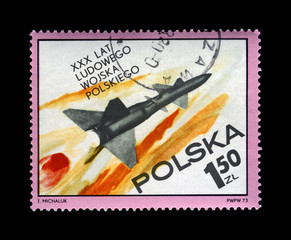 military missile flight, rocket start, Polish Peoples Army, circa 1973