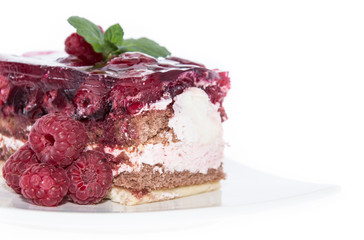 Portion of Raspberry Tart on white