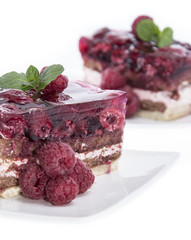 Raspberry Tart isolated on white