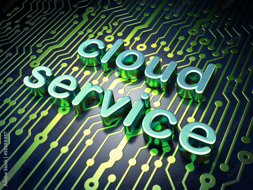 Poster cloud computing concept: cloud service on circuit board
