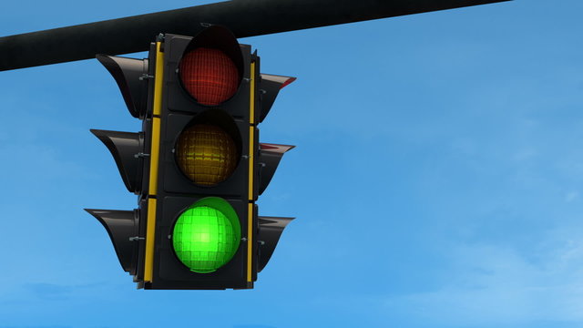 Four Way Traffic Stop Light During The Day Loop