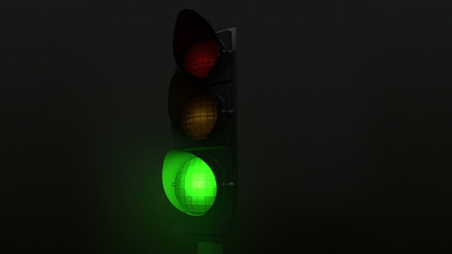 Traffic streetlight changing during the night loop