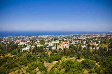 Fototapeta na wymiar Cyprus landscape with mountains and Mediterranean sea