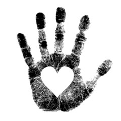 Hand print with heart