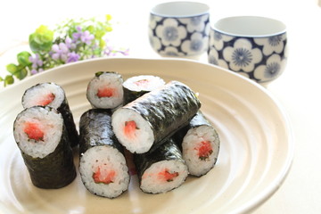 japanese food, Mentaiko sushi roll