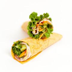 Deli Tomato and Basil Tortilla Wrap Cut in Half