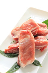 korean cuisine, sparerib on dish for barbecue image