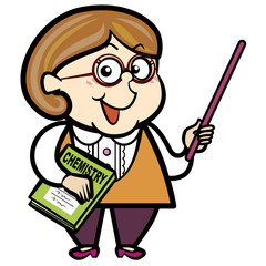 Cartoon Teacher with a Pointer and Book