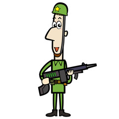 Cartoon Soldier with Gun