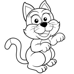 Illustration vectorielle de dessin animé de chat - Livre de coloriage