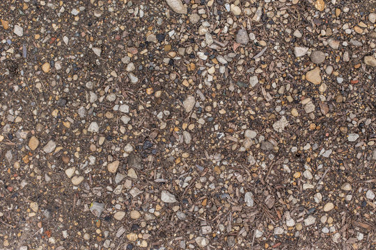 Park ground texture with rocks mulch and dirt