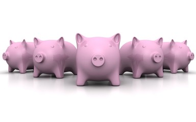 group of pink piggy money banks