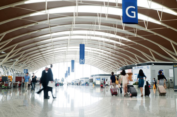 passenger in the shanghai pudong airport