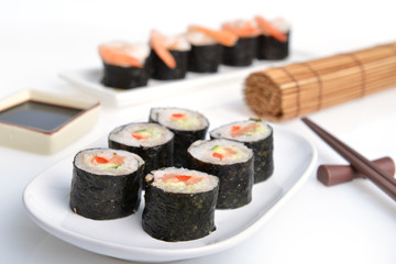 Delicious sushi rolls