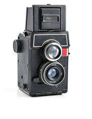 vintage camera on white background.