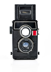 vintage camera on white background.