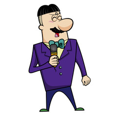 Cartoon Host Emcee with Microphone