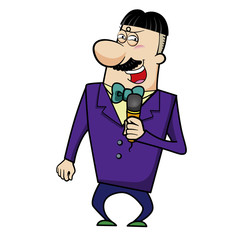 Cartoon Host Emcee with Microphone
