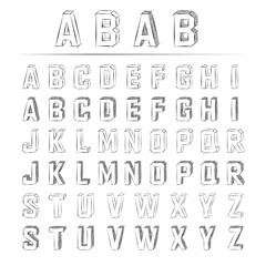 スケッチ　アルファベット　立体