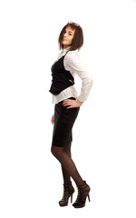 Fototapeta premium Beautiful business woman standing on a white background.