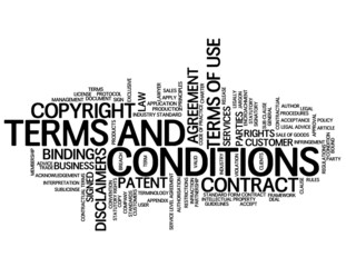 "TERMS AND CONDITIONS" Tag Cloud (use contract legal button)