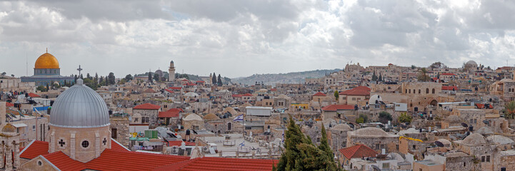 Fototapeta na wymiar Panorama - Dachy Starego Miasta w Jerozolimie