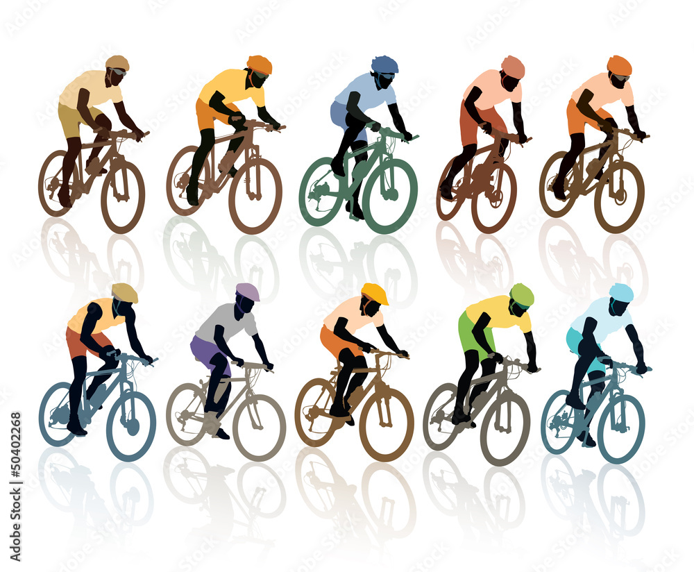 Poster Set of cyclists