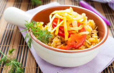porridge cooked lentils and vegetables