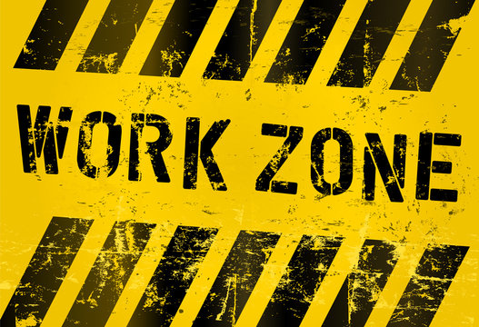 work zone sign, worn and grnugy, vector scalable