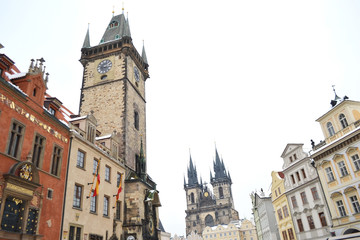 Fototapeta na wymiar Old Town Hall and Tyn Cathedral, Prague