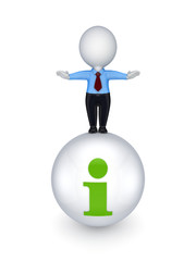 3d person standing on a ball with a query mark.