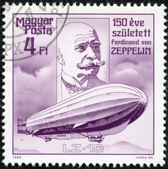 stamp printed by Hungary, shows Count Ferdinand von Zeppelin © cityanimal