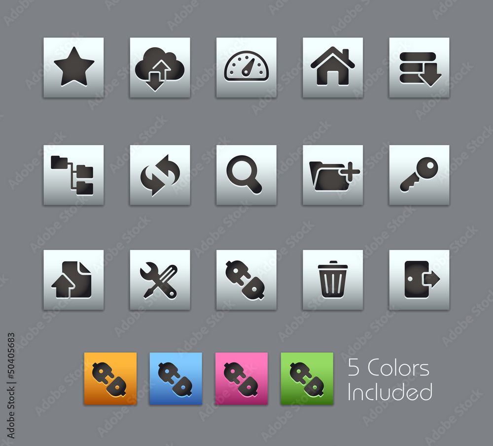 Poster ftp & hosting icons / vector includes 5 colors
