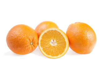 Fresh oranges, isolated on white background