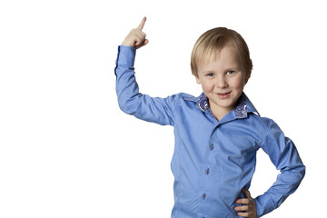 fynny boy holds his finger up