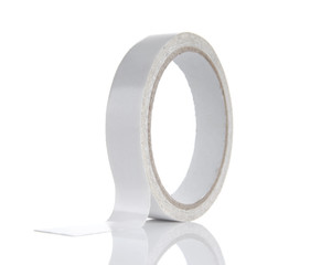 Roll of light gray adhesive tape isolated on white background