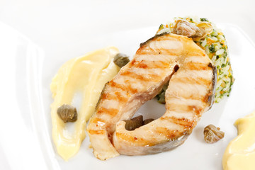 fish steak with rice