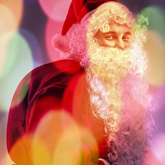 Multicolored digital painted image portrait of Santa Claus.