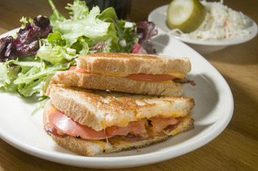 grilled cheese sandwich bacon tomato vinaigrette salad and cole