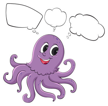 A violet octopus thinking